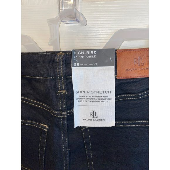 NWT Ralph Lauren Beaded High-Rise Straight Cropped Jeans in Black Rinse 28 - Picture 10 of 11